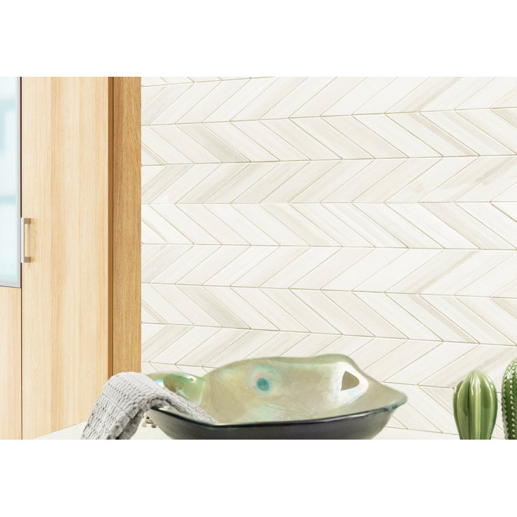 Bianco 12" x 15" Matte Porcelain Chevron Mosaic Tile