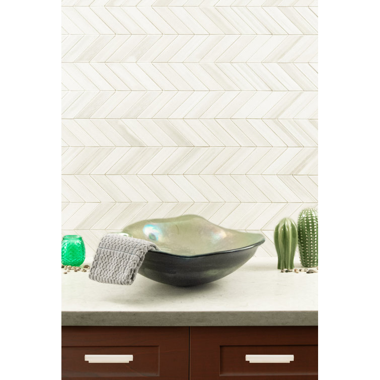 Bianco 12" x 15" Matte Porcelain Chevron Mosaic Tile
