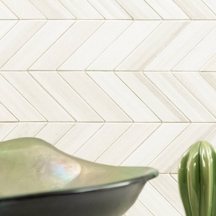 Bianco 12" x 15" Matte Porcelain Chevron Mosaic Tile