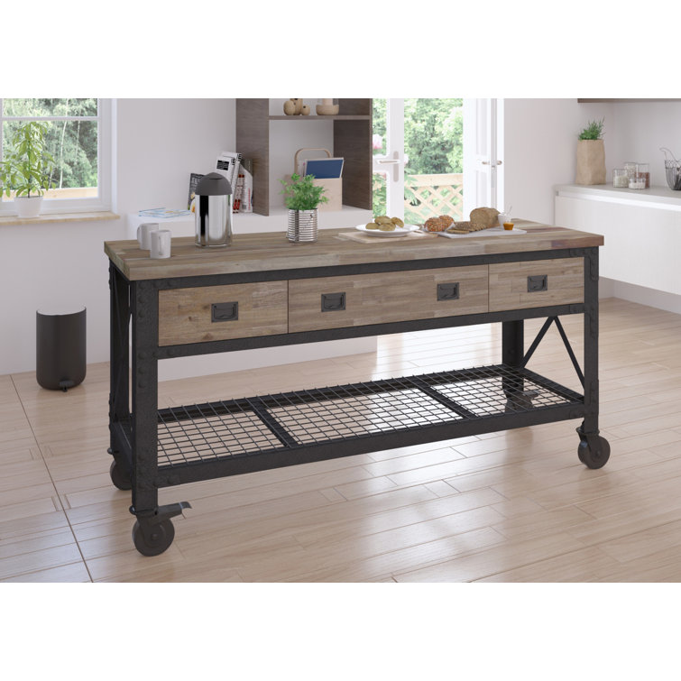 Duramax Industrial 72" Aged Macadamia Wood-Top Rolling Workbench
