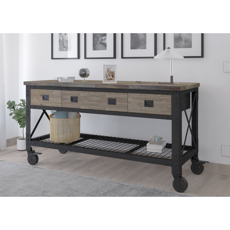 Duramax Industrial 72" Aged Macadamia Wood-Top Rolling Workbench