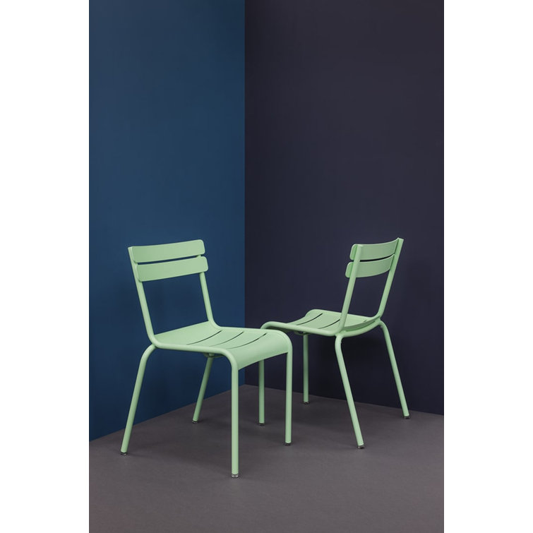 Ice Mint Aluminum Luxembourg-Inspired Stackable Patio Chair, Set of 2