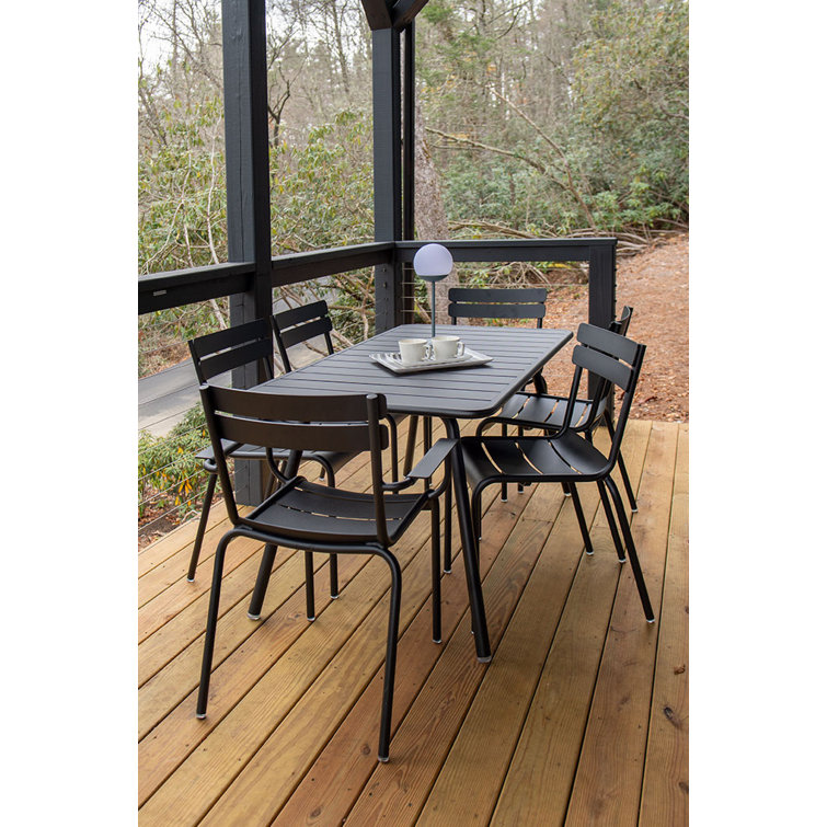 Honey Textured Aluminum Stackable Outdoor Dining Chairs, Set of 4