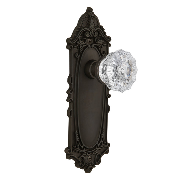 Victorian Oil-Rubbed Bronze Plate with Crystal Glass Door Knob