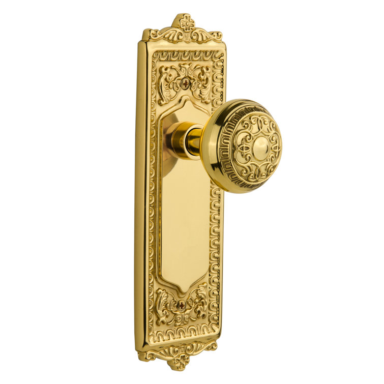 Unlacquered Brass Egg & Dart Plate with Ornate Door Knob