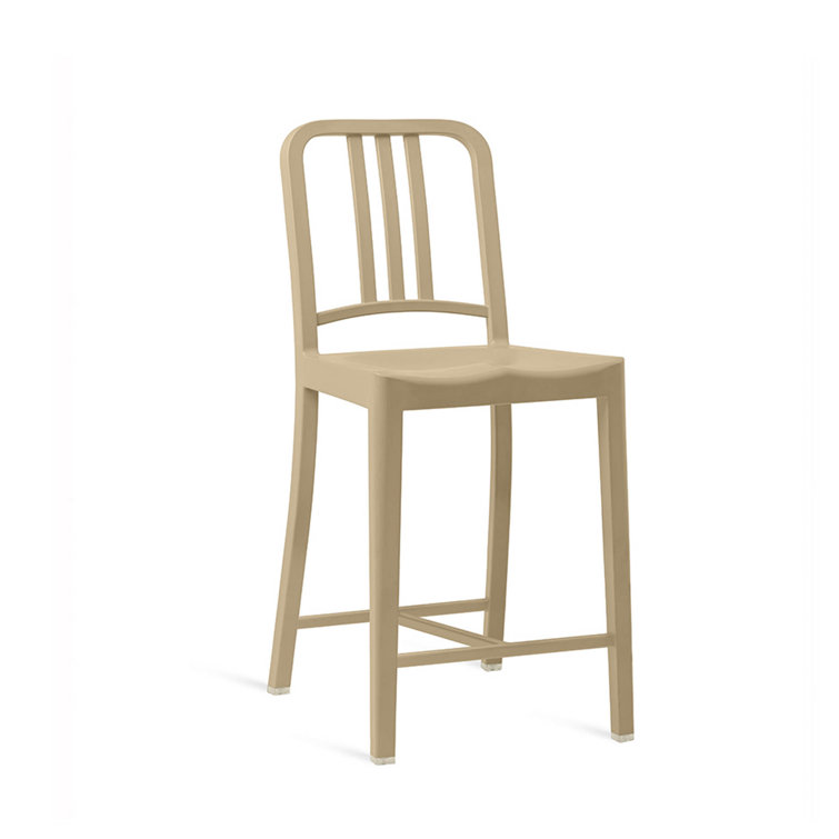 Dark Blue Plastic Mission Back Counter Stool