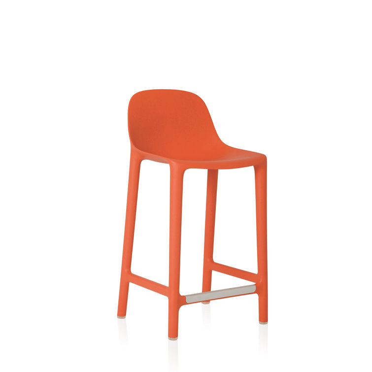 White Recycled Polypropylene and Wood Counter Stool