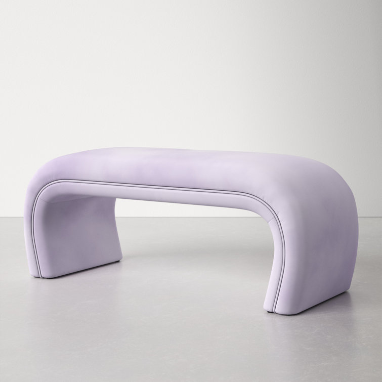 Lavender Velvet Upholstered Bench with Solid Wood Legs