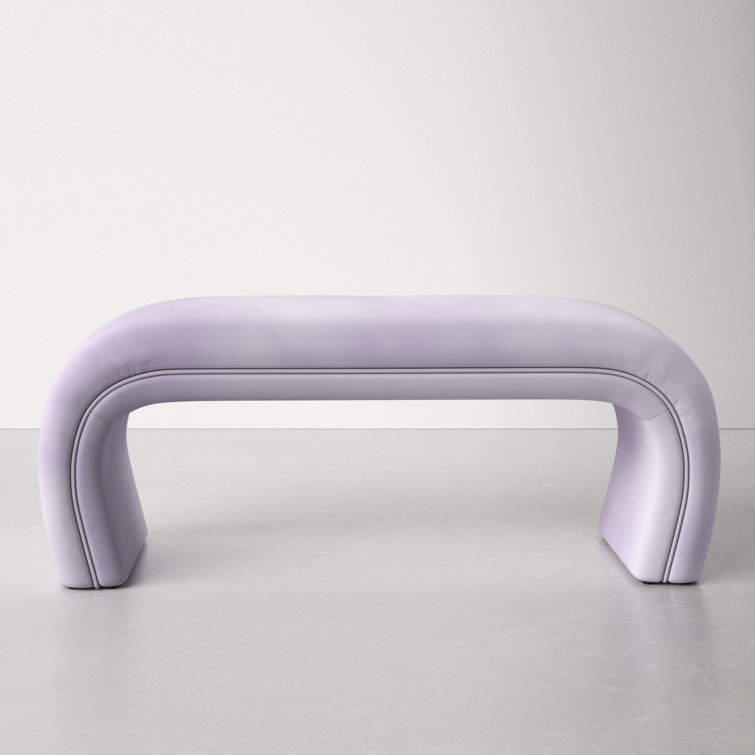Lavender Velvet Upholstered Bench with Solid Wood Legs