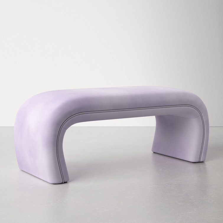 Lavender Velvet Upholstered Bench with Solid Wood Legs