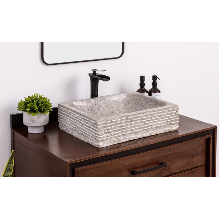 Rustic Goleta Marble Rectangular Vessel Bathroom Sink