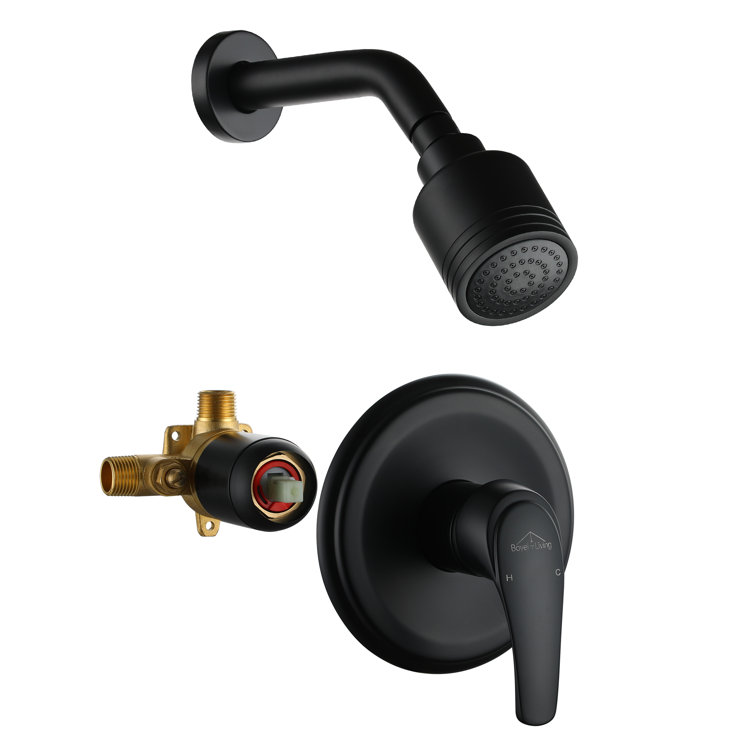 Matte Black Small Round Rain Shower Head Kit