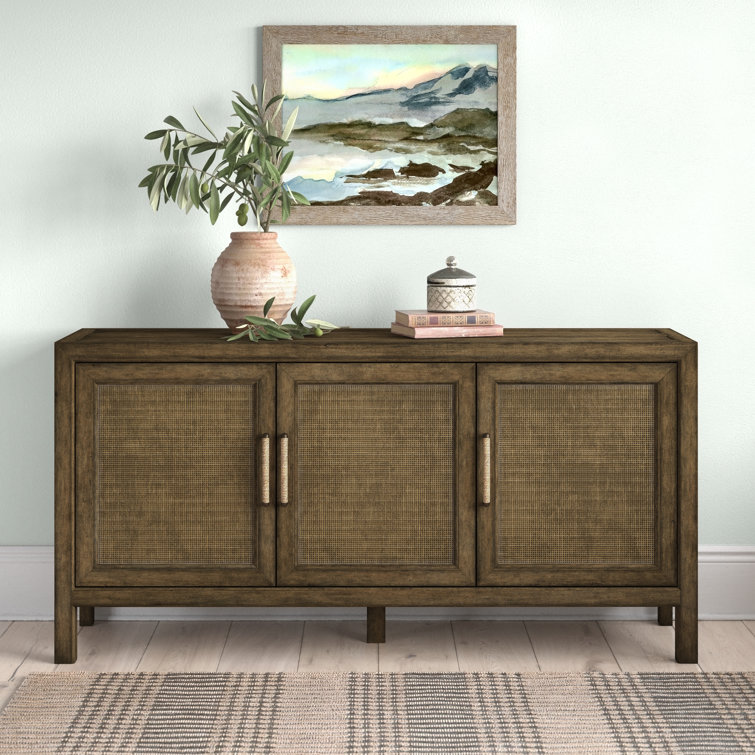 Transitional Sundance Large Brown Rattan Media Console
