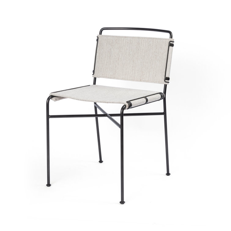Avant Natural 20'' White Faux Leather and Metal Side Chair