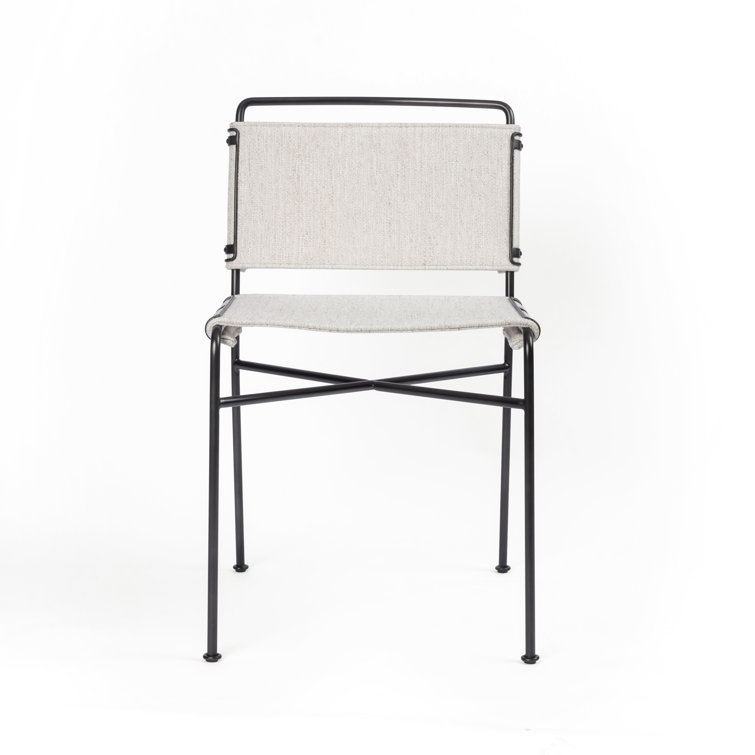 Avant Natural 20'' White Faux Leather and Metal Side Chair