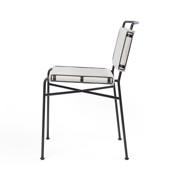 Avant Natural 20'' White Faux Leather and Metal Side Chair