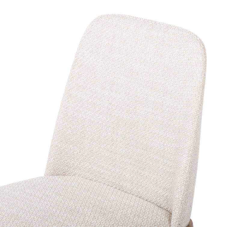 Splayed Solid Oak Legs High-Performance Cream Upholstered Side Chair