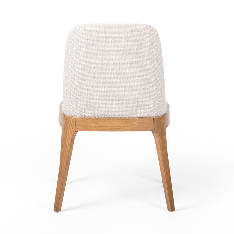 Splayed Solid Oak Legs High-Performance Cream Upholstered Side Chair