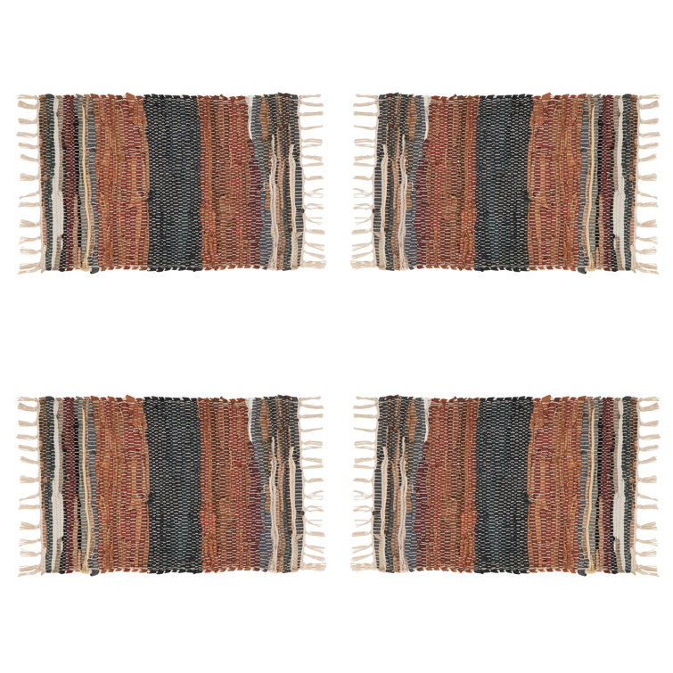 Rustic Multicolor Leather Chindi Placemats Set of 4