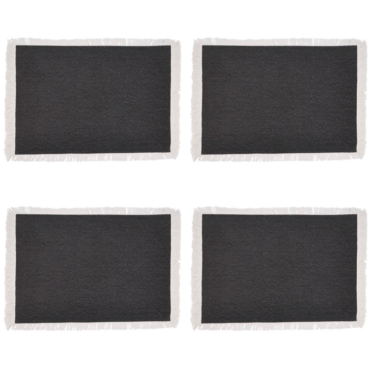 Black Cotton Fringe Border Placemat Set of 4
