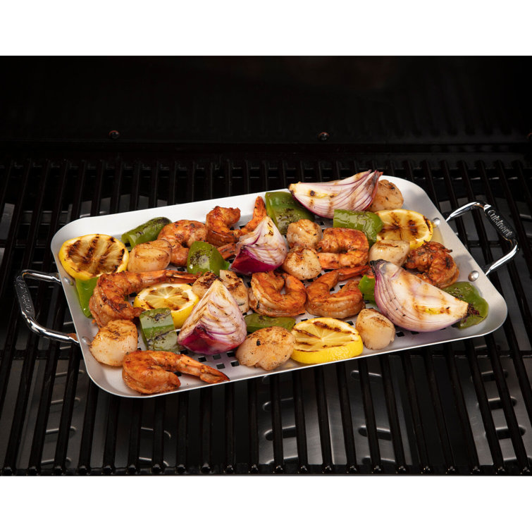 14.5" x 10" Non-Stick Perforated Grill Topper with Handles