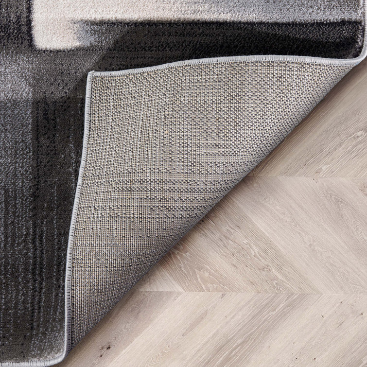 Modern Geometric Blue Synthetic 8' x 10' Easy-Care Area Rug