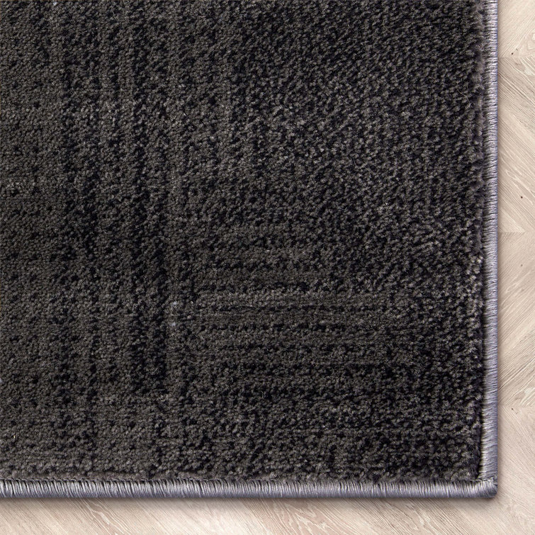 Modern Geometric Blue Synthetic 8' x 10' Easy-Care Area Rug