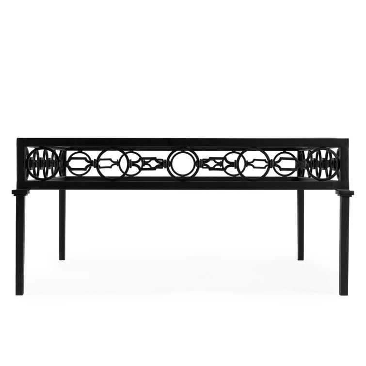 Southport Black Iron and Glass Square Coffee Table