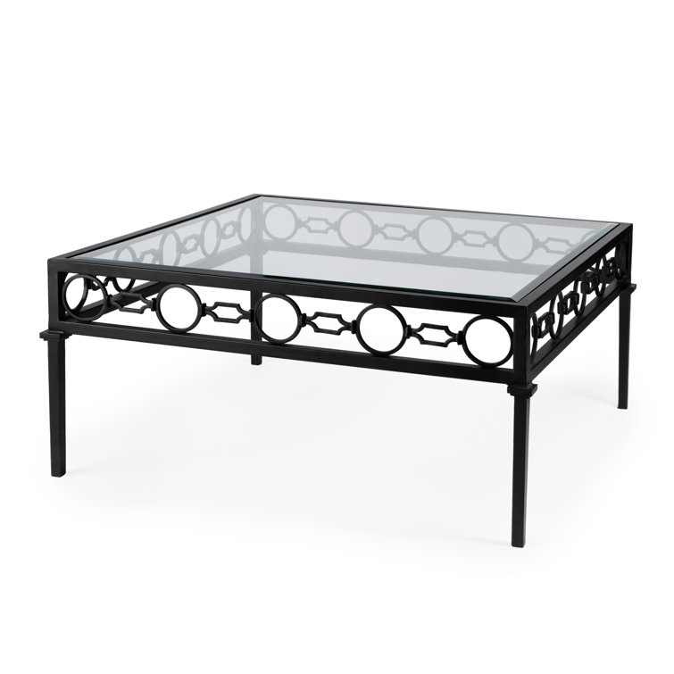 Southport Black Iron and Glass Square Coffee Table
