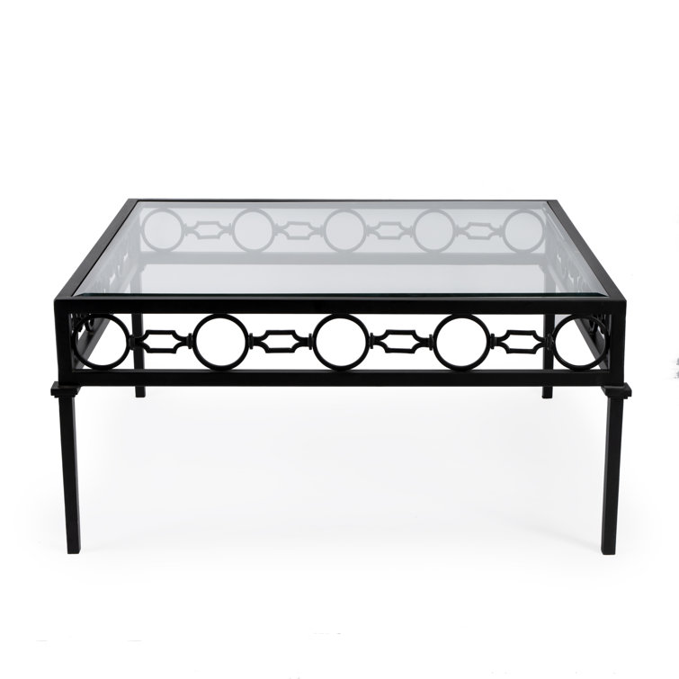 Southport Black Iron and Glass Square Coffee Table