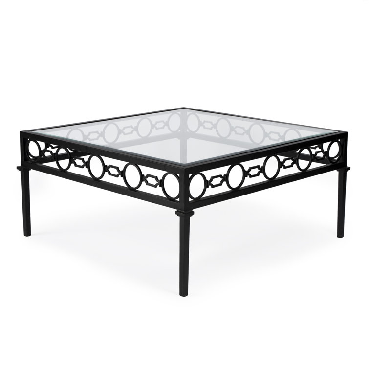 Southport Black Iron and Glass Square Coffee Table