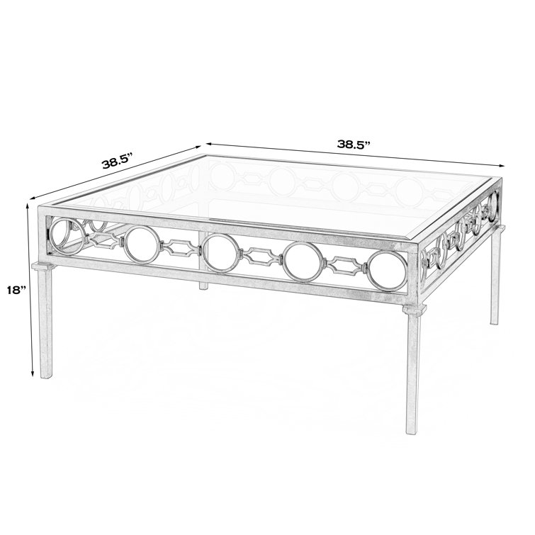 Southport Black Iron and Glass Square Coffee Table
