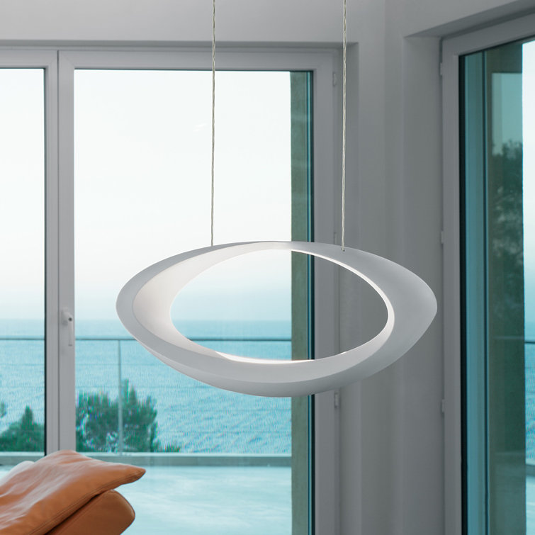 Sleek White Aluminum 25W LED Cabildo Suspension Lamp