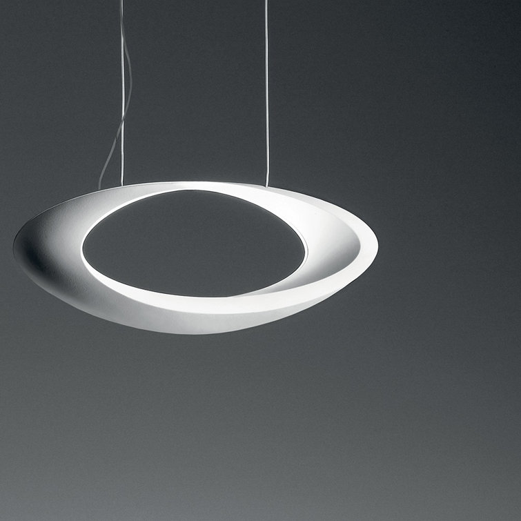 Sleek White Aluminum 25W LED Cabildo Suspension Lamp
