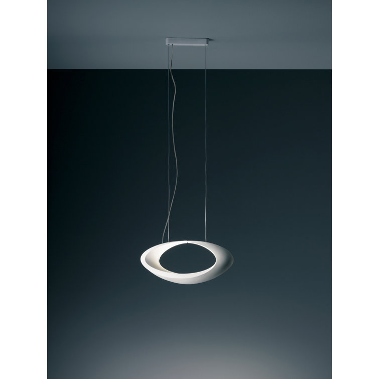 Sleek White Aluminum 25W LED Cabildo Suspension Lamp