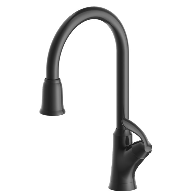 Matte Black Brass Single Handle Pull-Down Kitchen Faucet