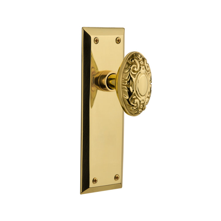 Polished Brass Victorian Door Knob with New York Plate