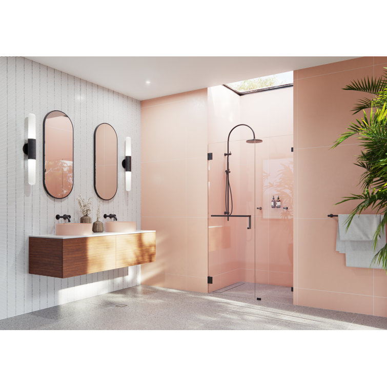 Matte Black Frameless Glass Shower Door with Towel Bar