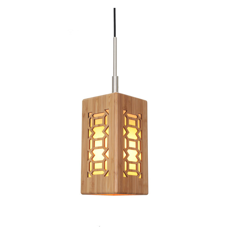 Nickel and Natural Bamboo Mini Pendant Light