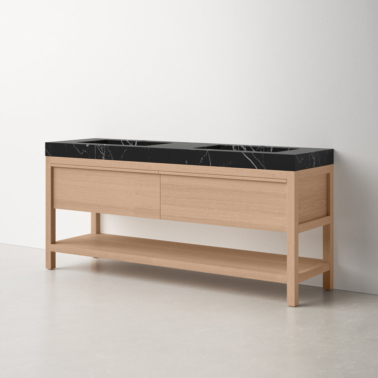 Ariane Whitewash Oak 72'' Double Freestanding Bathroom Vanity