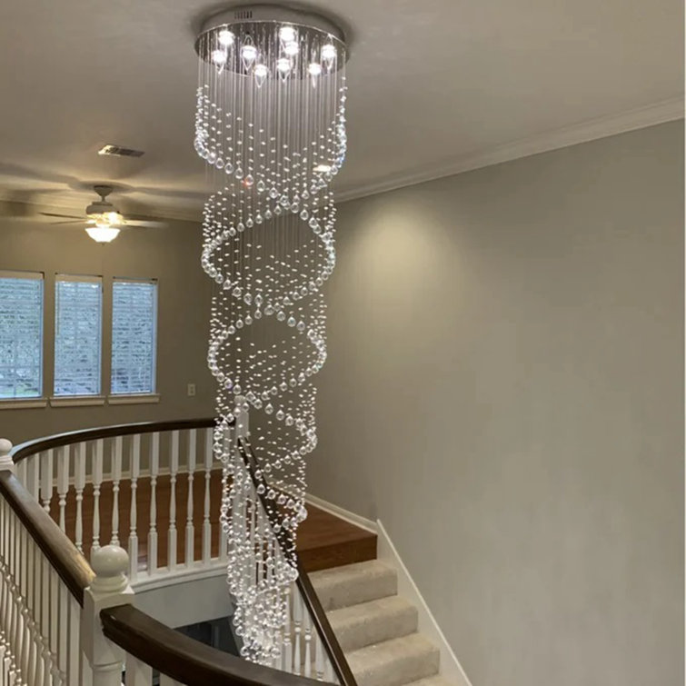 Sima 9-Light Chrome and Crystal Spiral Chandelier