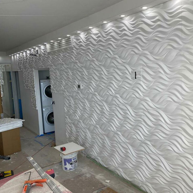 White 24" x 24" 3D Textured Decorative Wall Panels