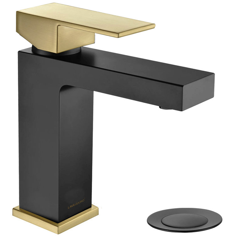 Matte Black and Brushed Gold Single Handle Bathroom Faucet