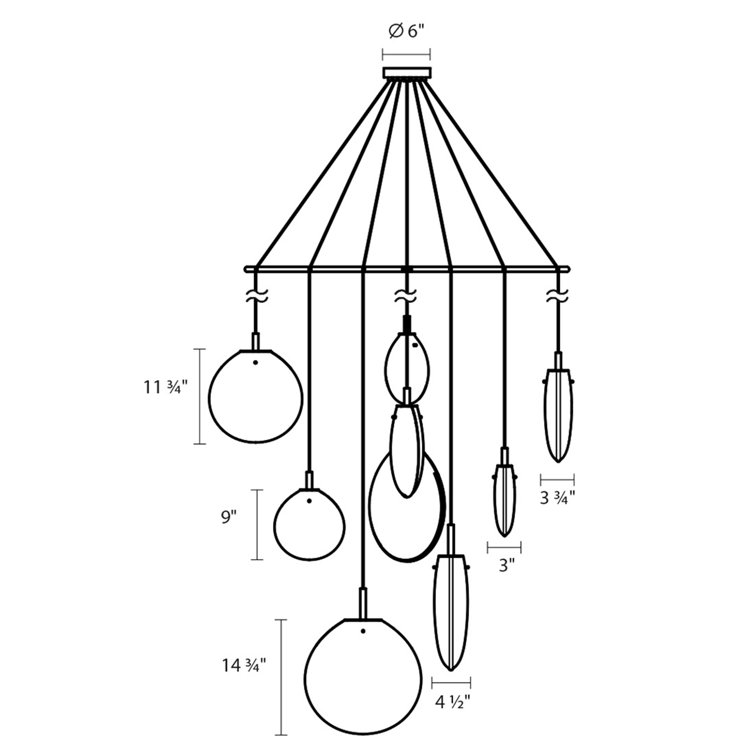 Cantina 9-Light Black and Clear Glass LED Pendant