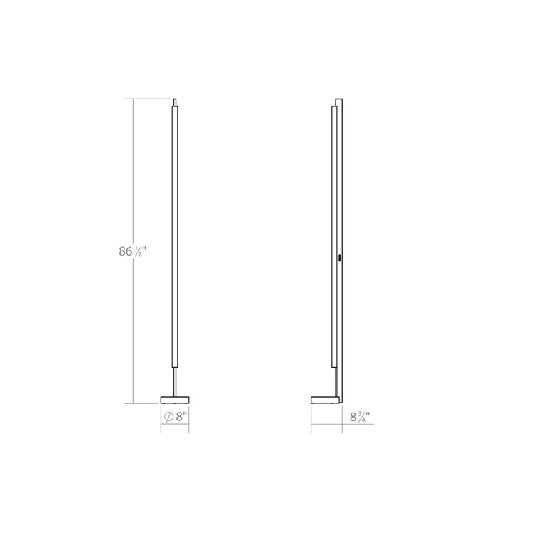 Keel Bright Satin Aluminum 86.5'' LED Column Floor Lamp