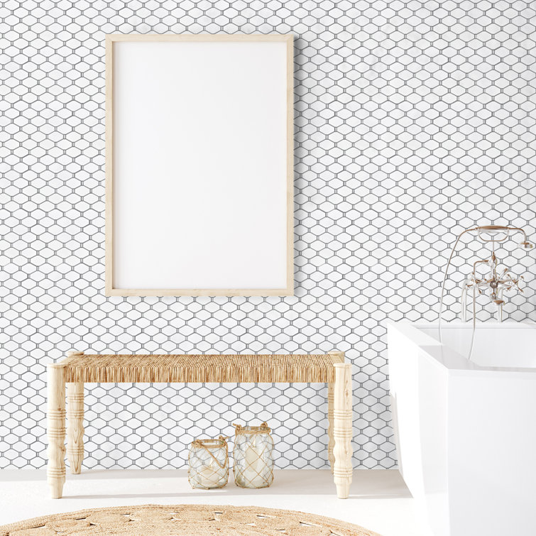 Honeycomb White Recycled Glass Mosaic Wall and Floor Tile