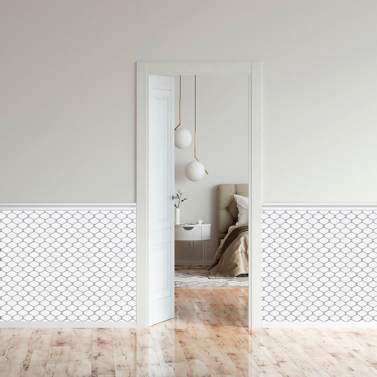 Honeycomb White Recycled Glass Mosaic Wall and Floor Tile