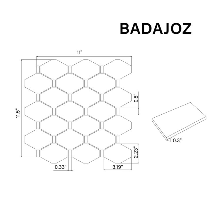 Honeycomb White Recycled Glass Mosaic Wall and Floor Tile