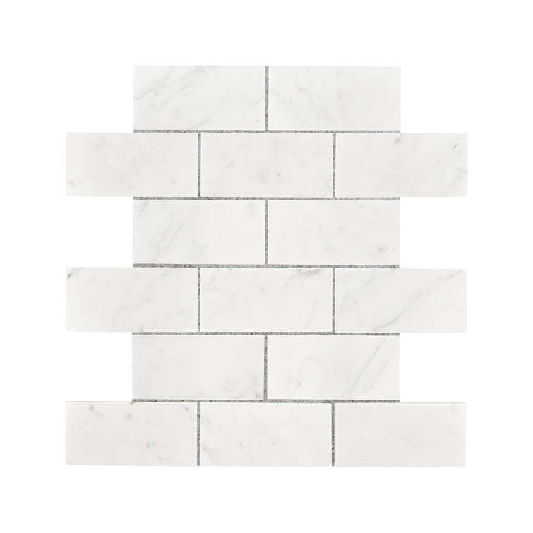 Polished White Marble Mosaic Rectangle Wall Tile