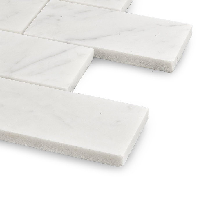Polished White Marble Mosaic Rectangle Wall Tile